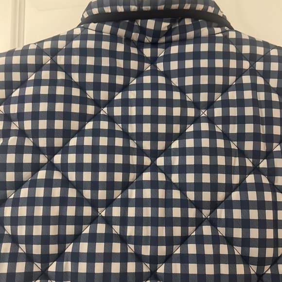 Andrea Jovine blue & white puffy gingham quilted vest SZ large preppy  casual - Picture 11 of 15